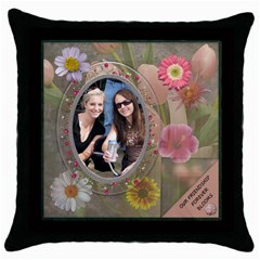 Our Friendship Forever Blooms Throw Pillow Case  - Throw Pillow Case (Black)