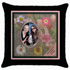 Our Friendship Forever Blooms Throw Pillow Case  - Throw Pillow Case (Black)