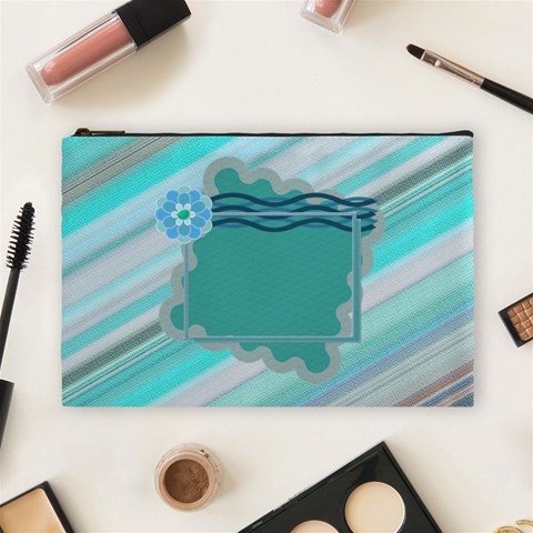 Blue Flower L Cosmetic Bag By Daniela Front