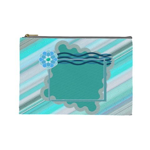 Blue Flower L Cosmetic Bag By Daniela Front