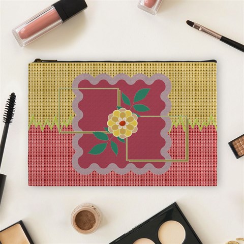 Yellow Flower L Cosmetic Bag By Daniela Front