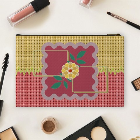 Yellow Flower L Cosmetic Bag By Daniela Back