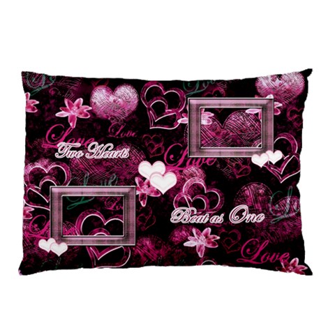 Two Hearts Beat As One Pink Purple Pillow Case By Ellan 26.62 x18.9  Pillow Case