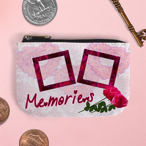 Memories Lace Roses Pink Mini Coin Purse By Ellan Front