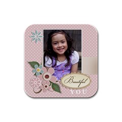 Rubber Square Coaster (4 pack)- Beautiful you