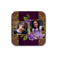 Rubber Square Coaster (4 pack)- Purple Kiss