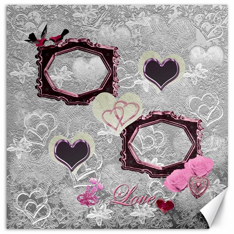I Heart You Pink Silver 16x16 Canvas By Ellan 15.2 x15.41  Canvas - 1