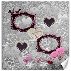 I heart You Pink Silver 16x16 canvas - Canvas 16  x 16 