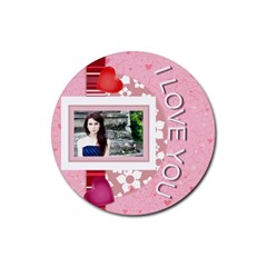 I love you - Rubber Coaster (Round)