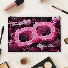 Two Hearts Beat as One Large Pink Cosmetic Bag - Cosmetic Bag (Large) Two Hearts Beat as One Large Pink Cosmetic Bag - Cosmetic Bag (Large)