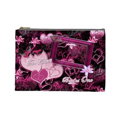 Two Hearts Beat as One Lav Large Cosmetic Bag - Cosmetic Bag (Large) Two Hearts Beat as One Lav Large Cosmetic Bag - Cosmetic Bag (Large)