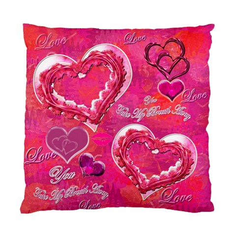 You Take My Breath Away Pink Heart Rose Cushion Case Sample By Ellan Front