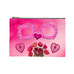 Hearts n Roses Pink Large Cosmetic Bag (7 styles) - Cosmetic Bag (Large)