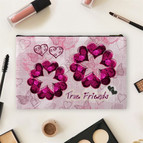 Hearts N Roses True Friends Large Cosmetic Bag By Ellan Back