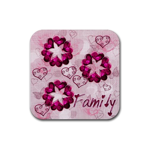 Family Heart Square Coaster By Ellan Front