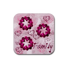 Family heart square coaster - Rubber Coaster (Square) Family heart square coaster - Rubber Coaster (Square)