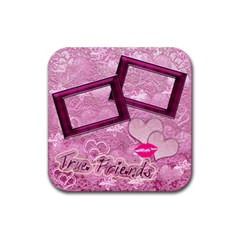 True Friends lav square coaster - Rubber Coaster (Square)