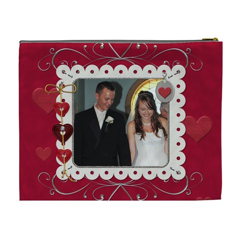 Elegant Red Hot Love Xl Cosmetic Bag By Lil Back