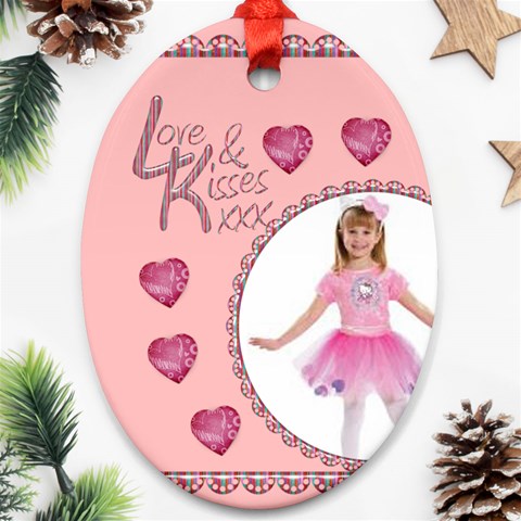 Love & Kisses Oval Ornament By Catvinnat Front