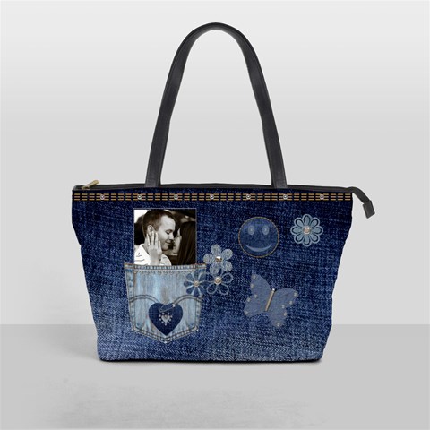 Denim Designed Classic Shoulder Handbag By Lil Front