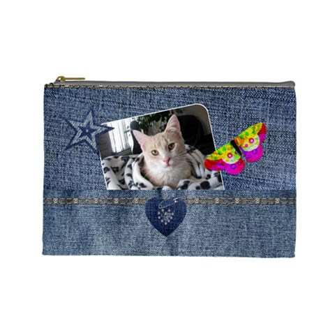 Denim Designed Large Cosmetic Bag By Lil Front