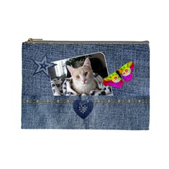 Denim Designed Large Cosmetic Bag (7 styles) - Cosmetic Bag (Large)