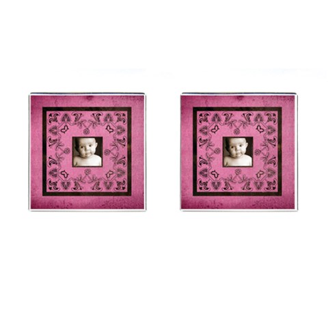 Pink Candy Art Neaveau Square Cuff Links By Catvinnat Front(Pair)