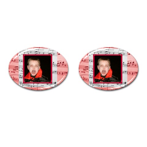 Must Be The Music Oval Cufflinks By Catvinnat Front(Pair)