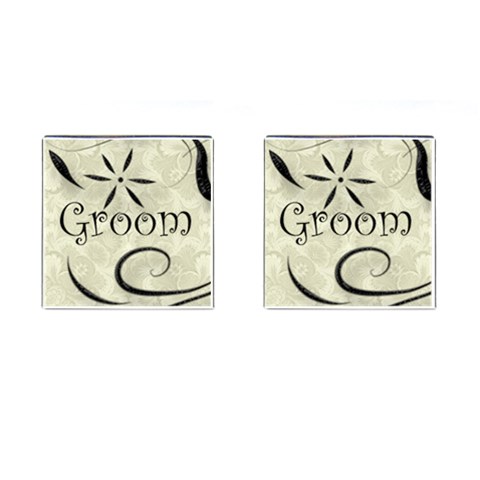 Ivory & Black Styalized Grooms Cufflinks  By Catvinnat Front(Pair)