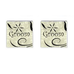 Ivory & Black styalized Grooms Cufflinks  - Cufflinks (Square)