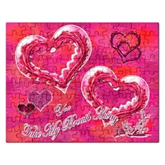 You Take My Breath Away Pink Rose Heart Puzzle - Jigsaw Puzzle (Rectangular)