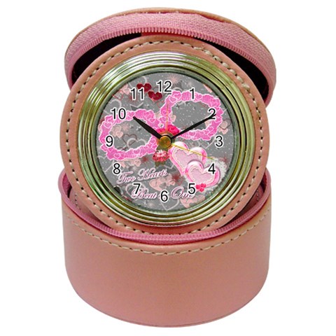 Two Hearts Beat As One Jewery Case Travel Clock By Ellan Front
