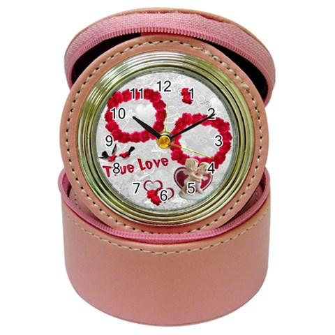 True Love Valentine Roses Jewery Case Travel Clock By Ellan Front
