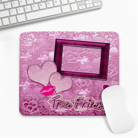 True Friends Hearts N Roses Pink Mouse Pad By Ellan Front