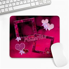 Memories Hot Pink Hearts n Roses Pink Mouse Pad - Large Mousepad