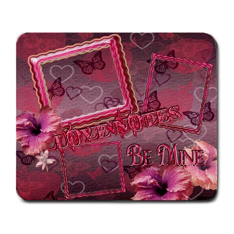 Love Notes Pink Hearts N Roses Pink Mouse Pad By Ellan Front