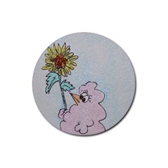 Coaster sunflower - Rubber Coaster (Round)