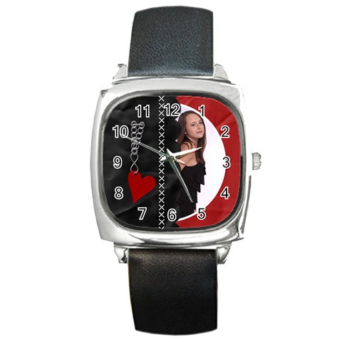 Funky Black/red Square Metal Watch By Lil Front
