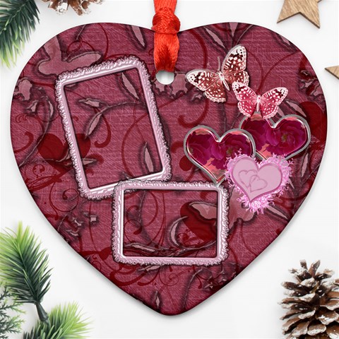 Hearts N Butterflies Heart Ornament By Ellan Front