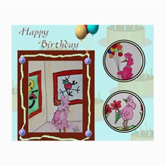 Happy Birthday Pink Bird - Small Glasses Cloth