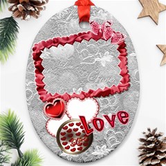 Love Heart oval ornament - Ornament (Oval)