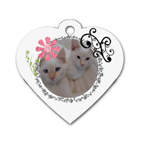 Pet Tag, Swirl With Pink Flower By Digitalkeepsakes Front