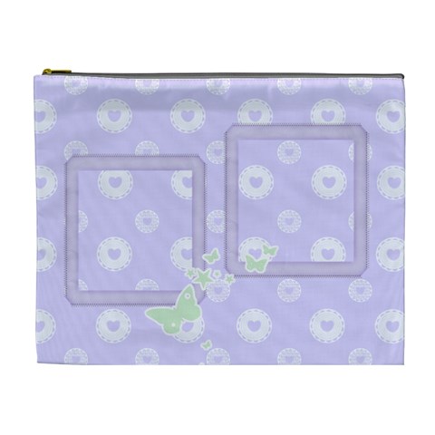 Lilac Hearts Cosmetic Bag Xl By Happylemon Front