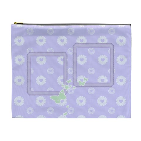 Lilac Hearts Cosmetic Bag Xl By Happylemon Front