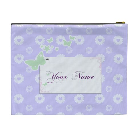 Lilac Hearts Cosmetic Bag Xl By Happylemon Back