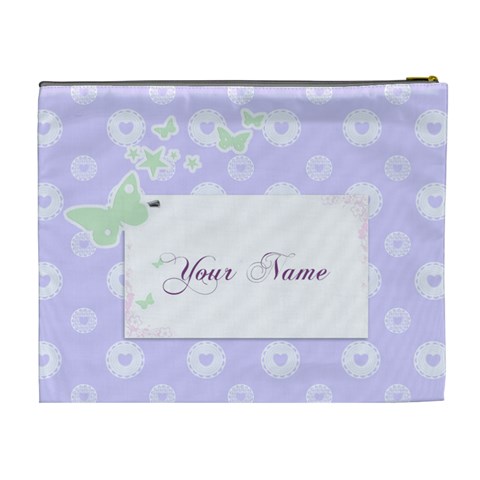 Lilac Hearts Cosmetic Bag Xl By Happylemon Back