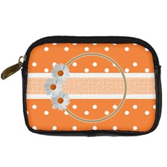 Orange daisy camera leather case - Digital Camera Leather Case
