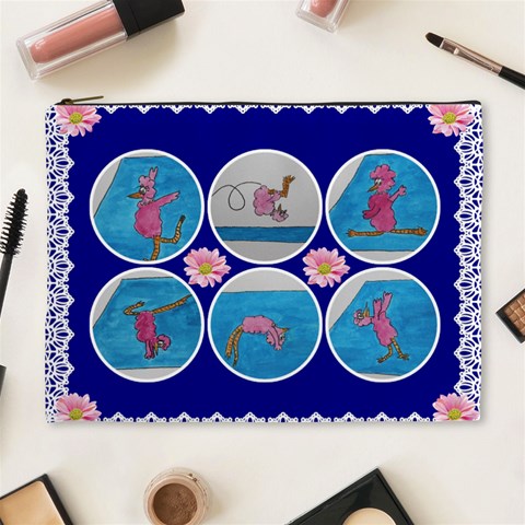 Pink Bird Gymnastics Cosmetic Bag By Trine Front