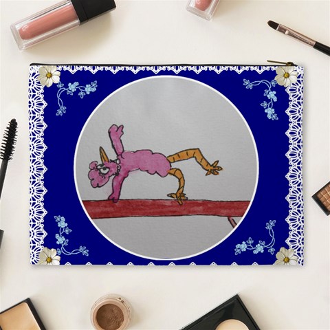 Pink Bird Gymnastics Cosmetic Bag By Trine Back