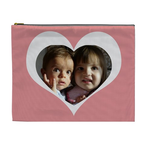 My Heart Xl Cosmetic Bag By Daniela Front
